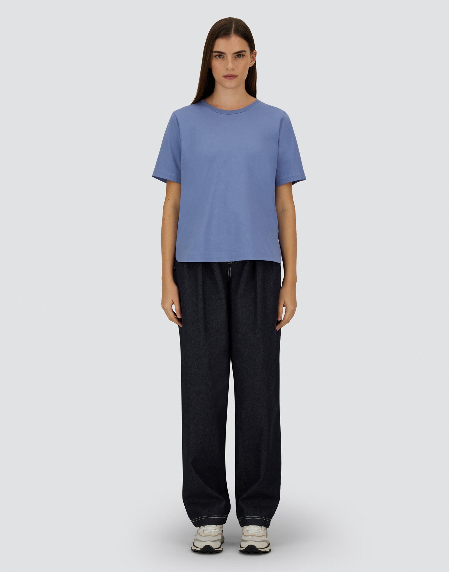 SUPERFINE COTTON STRETCH T-SHIRT in Light Blue for Women | Herno®