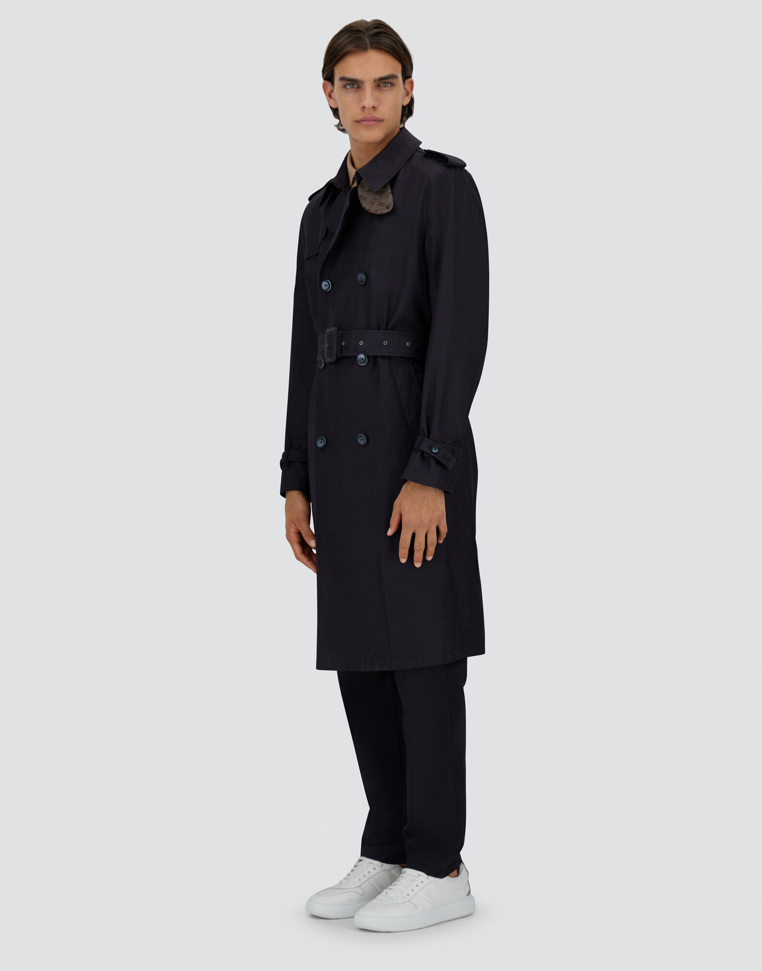 TRENCH COAT IN DELON AND MONOGRAM in Blu Navy for Men | Herno®