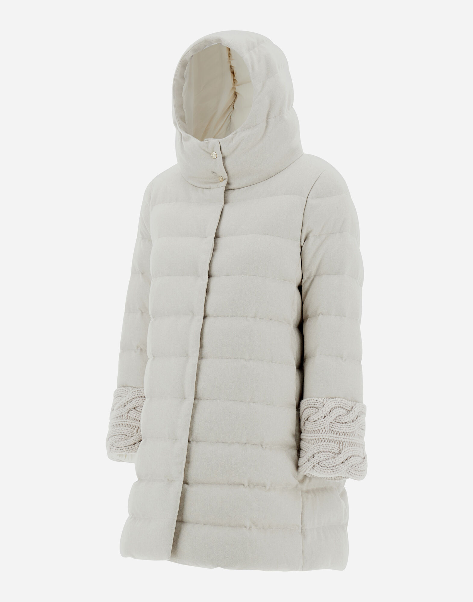 【送料&関税込】Herno Poliestere Jacket SILK CASHMERE AND KNIT A-LINE JACKET in Grey Pearl for Women