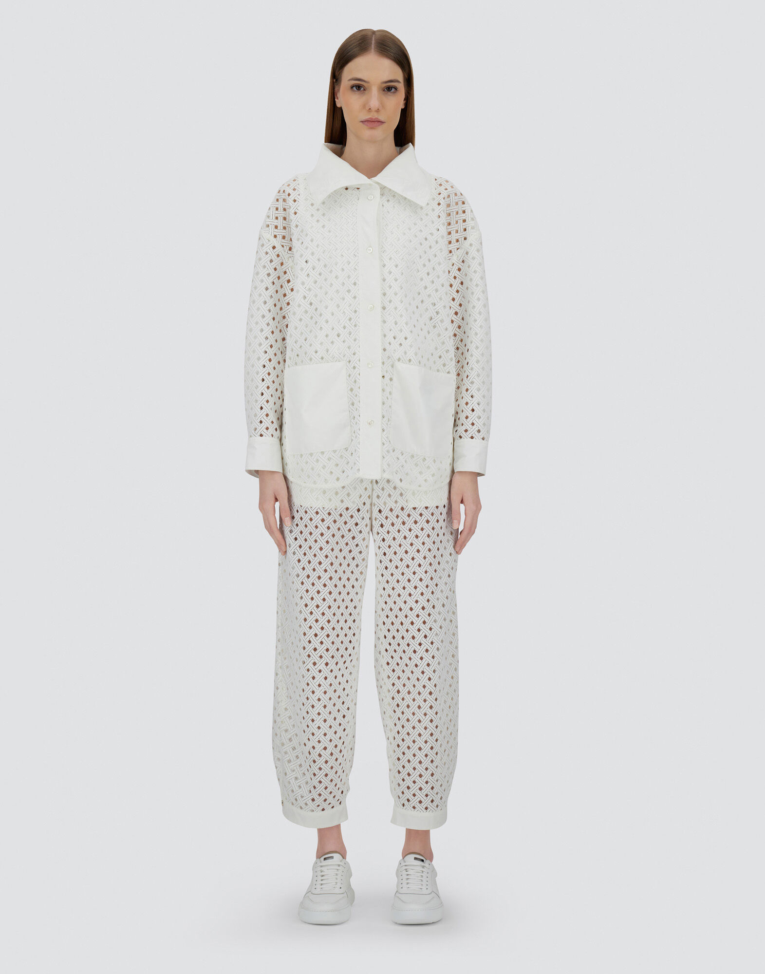 HERNO クロシェ レース＆ニュー テクノ タフタ シャツ GC000481D レディース クロシェ レース＆ニュー テクノ タフタ シャツ