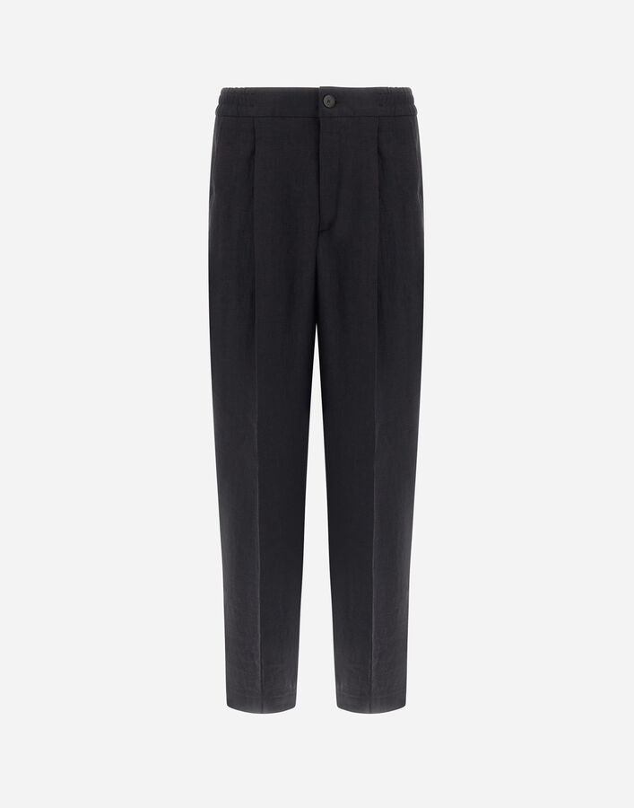 Herno TROUSERS IN SLUBBING LINEN Black PT000202U17155S9300