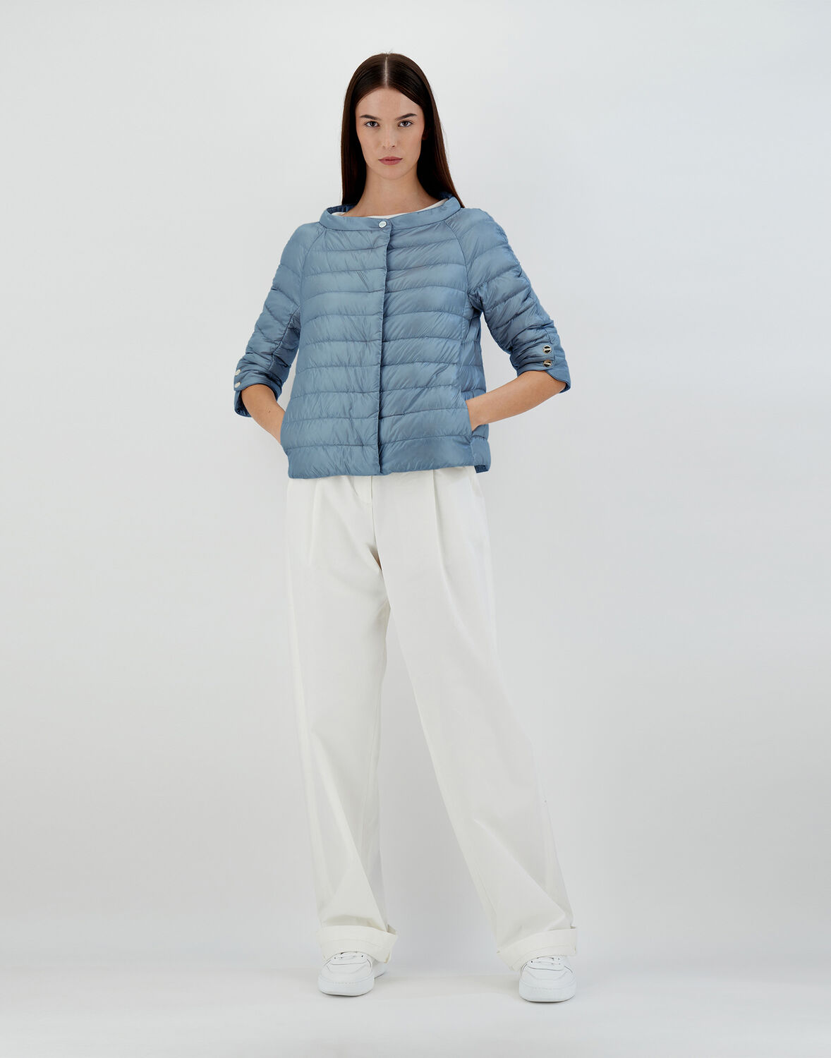 Herno Petal Sleeve Jacket In Blue