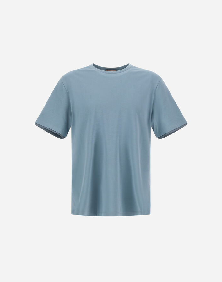 Herno RESORT T-SHIRT IN BASIC COTTON & LIGHT STRETCH NYLON Midnight Teal JG00031UR520529123