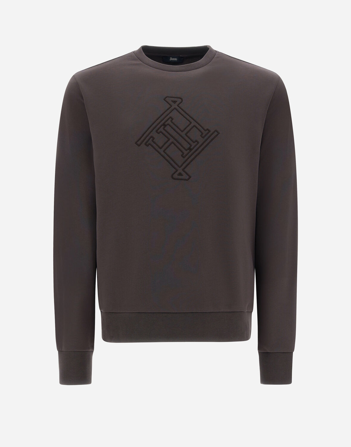 Herno Sweatshirt In Cotton Sweater In Dark Brown
