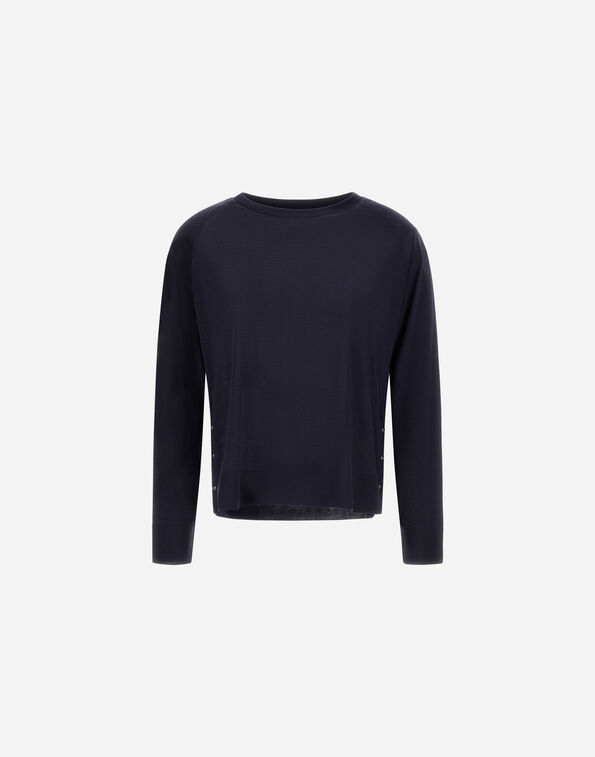 Herno LONG-SLEEVED T-SHIRT IN GLAM KNIT&nbsp;EFFECT Navy Blue JG000311D520569200