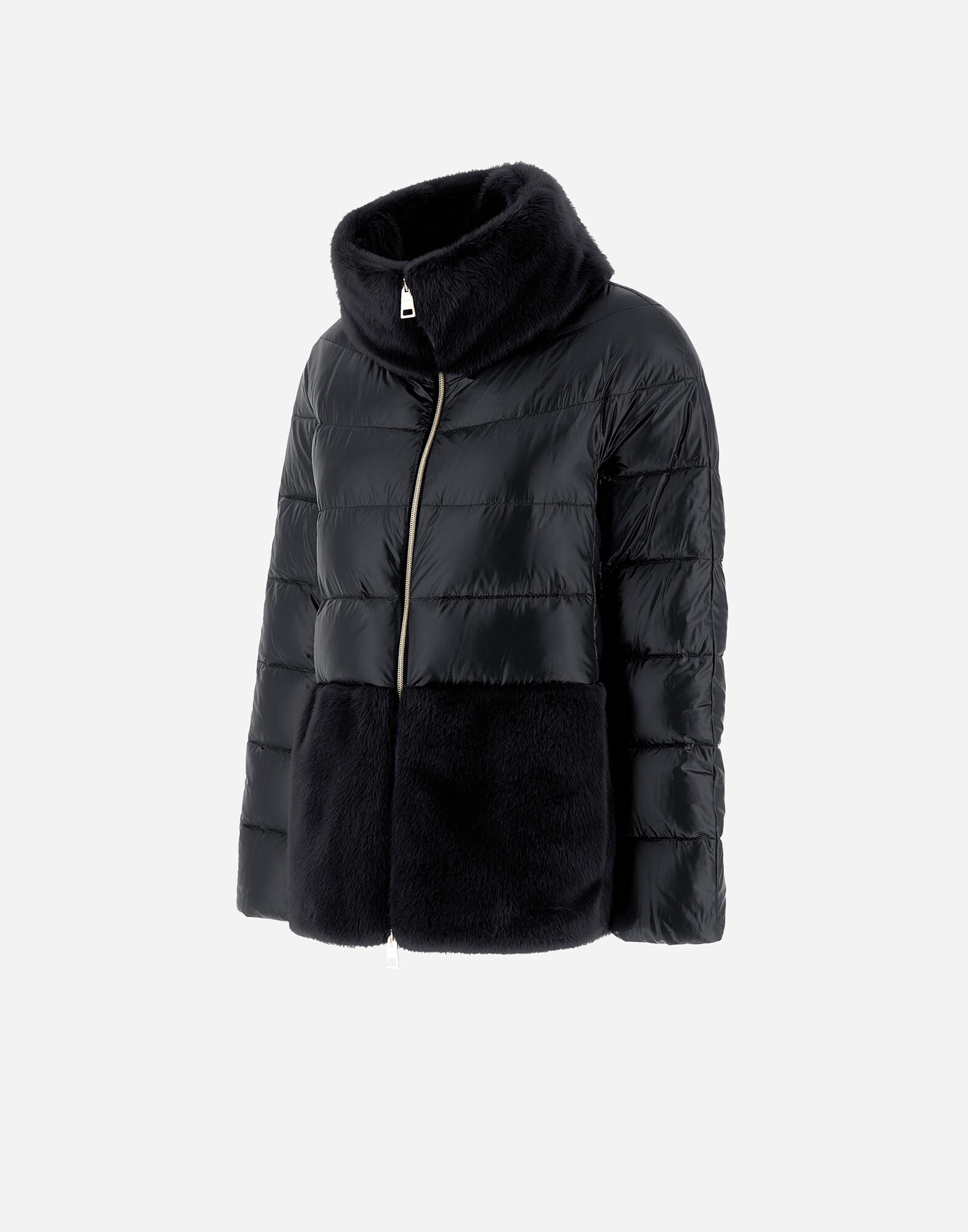 09231008 Herno ケープ ブラック ナイロンウルトラライト レディース ナイロンウルトラライト＆ニューレディフェイク