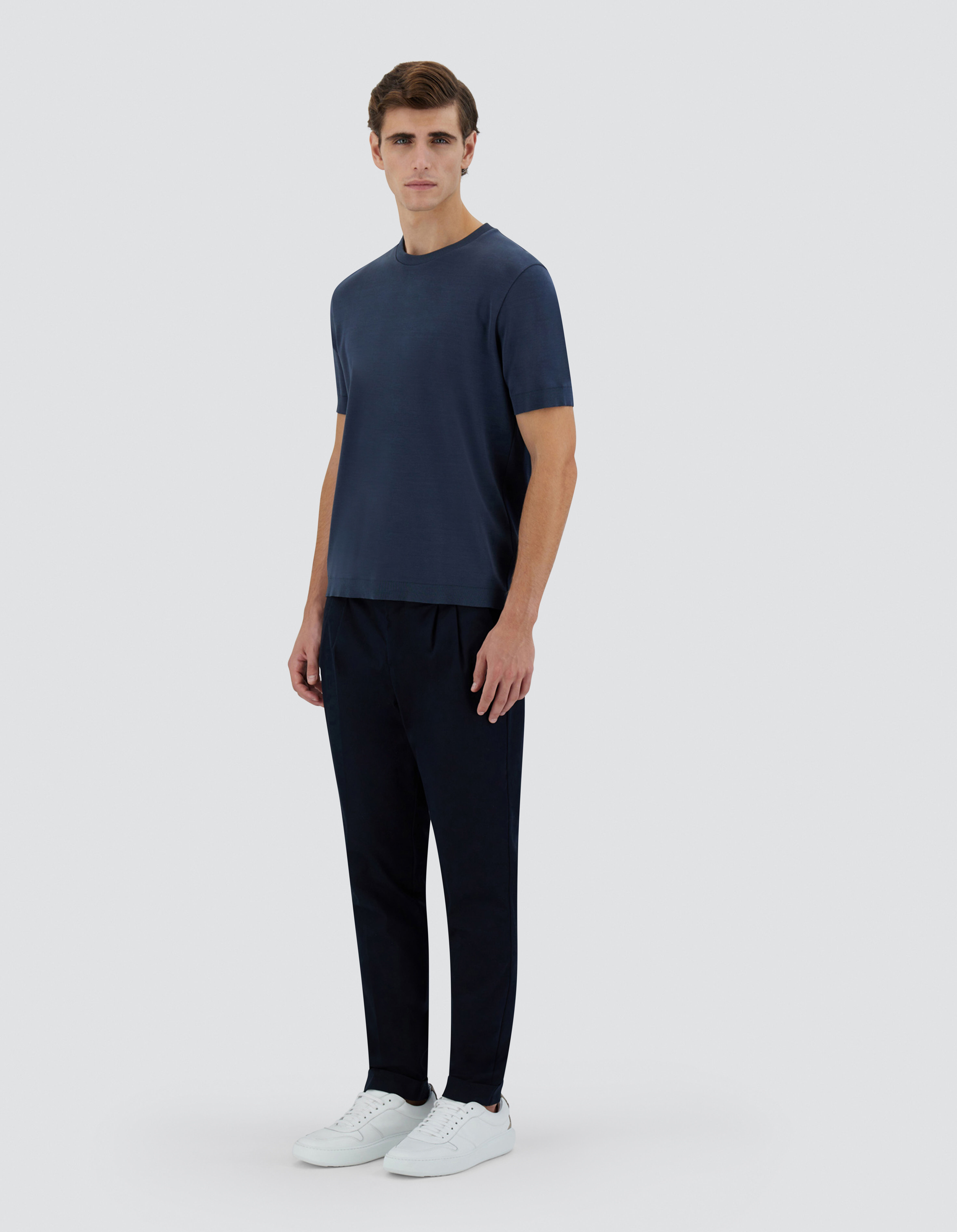 HERNO/ヘルノ ジャージーニットエフェクトTシャツ メンズ ジャージー ニット エフェクト Tシャツ ネイビーブルー