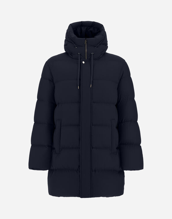 Herno LONG JACKET IN ARENDELLE AND MONOGRAM Navy Blue PI001159U12414Z9200