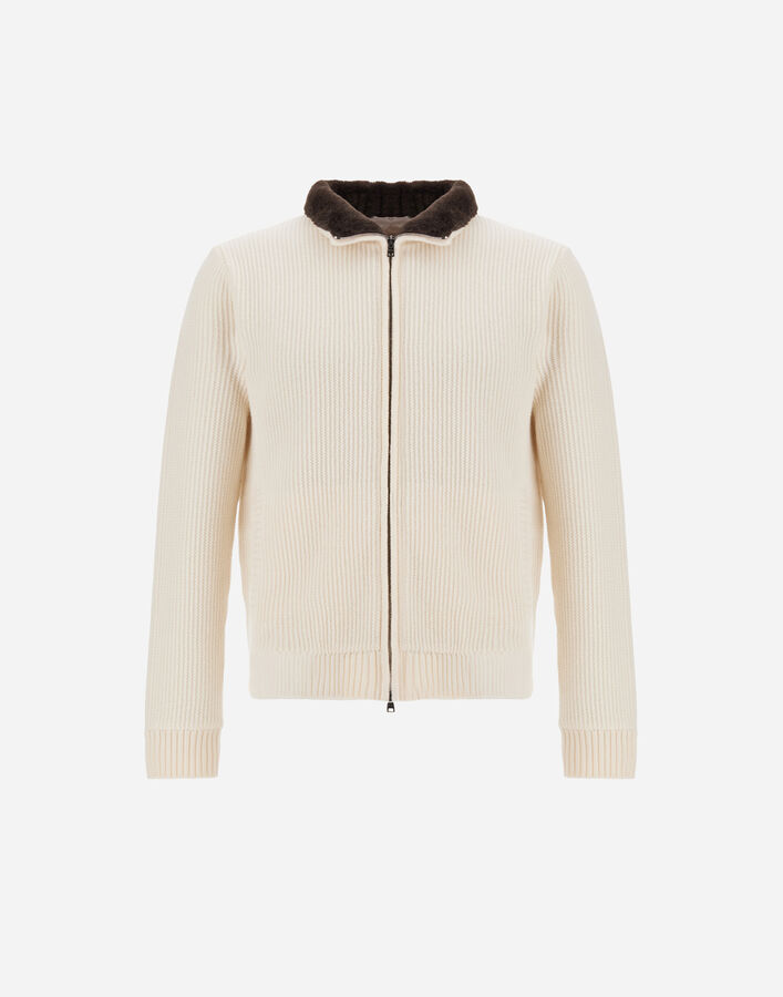 Herno RESORT CARDIGAN IN STOCKING-STITCH PURE WOOL Milk White MC00058UR701531010