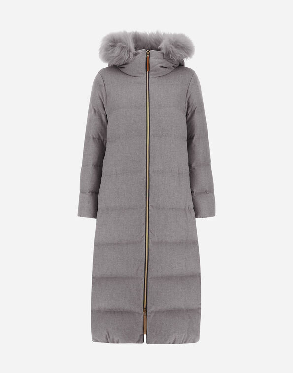 Herno LONG JACKET IN CASHMERE, SILK AND MONOGRAM Grey PI002083D380879430