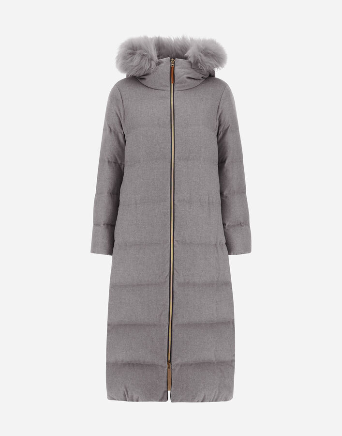 Herno LONG JACKET IN CASHMERE, SILK AND MONOGRAM Grey PI002083D380879430