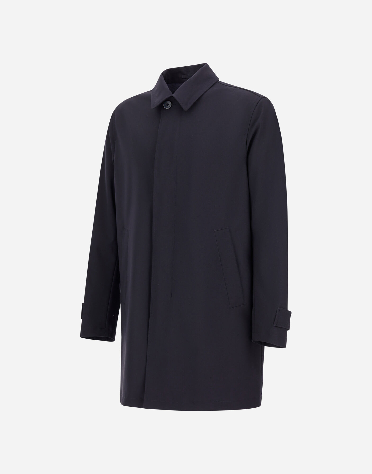 RAINCOAT IN LIGHT WOOLEN EFFECT in Navy Blue for Men | Herno®
