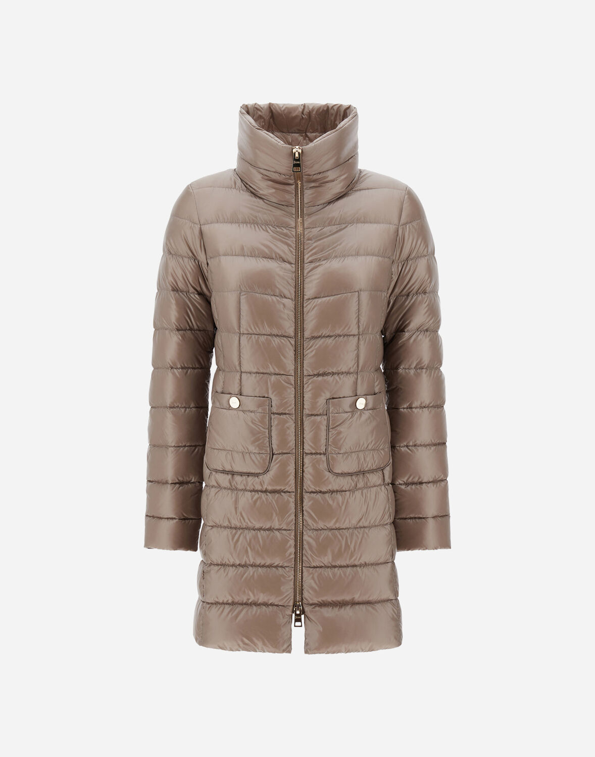 Herno High-collar Quilted Jacket In Light Taupe