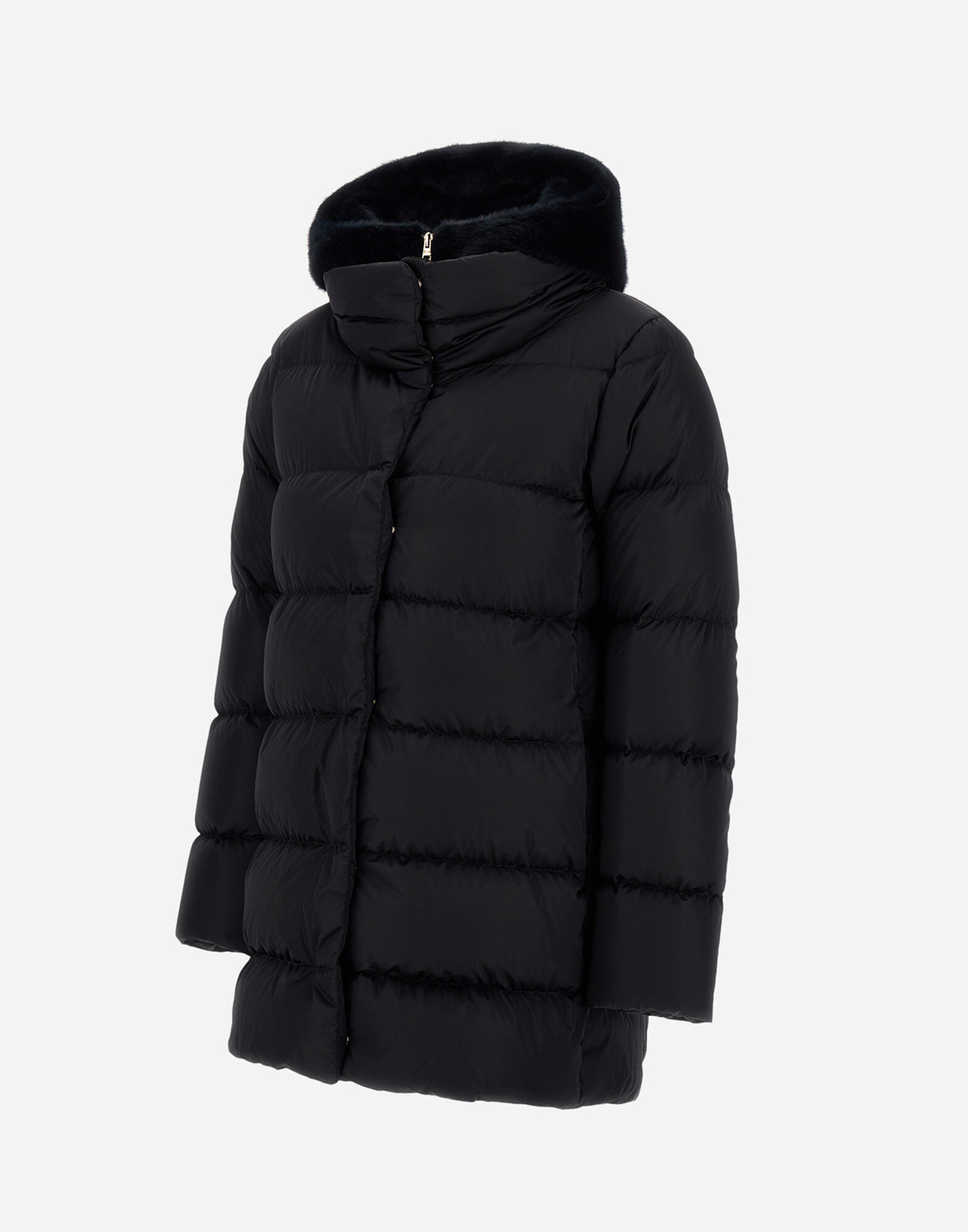 未使用タグ付 HERNO ミンクファーダウンコート ロング 毛皮 ブラック 46 HERNO ヘルノ ダウン ダウンジャケット ファーコート ブルゾン