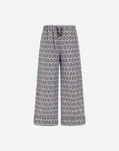 Herno PANTALONI RESORT IN COTTON RECTANGULAR PRINT<br> Azzurro/Marrone PT00052DR13262PM019080