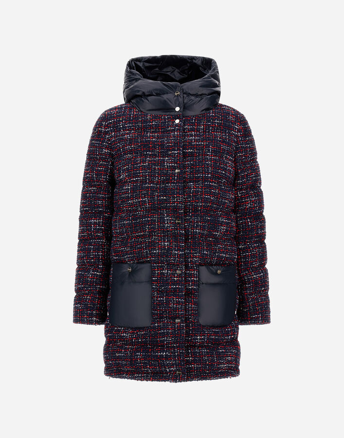 Herno PARKA IN OPERATED TWEED AND NYLON ULTRALIGHT Blue/Beige PI002136D127539221