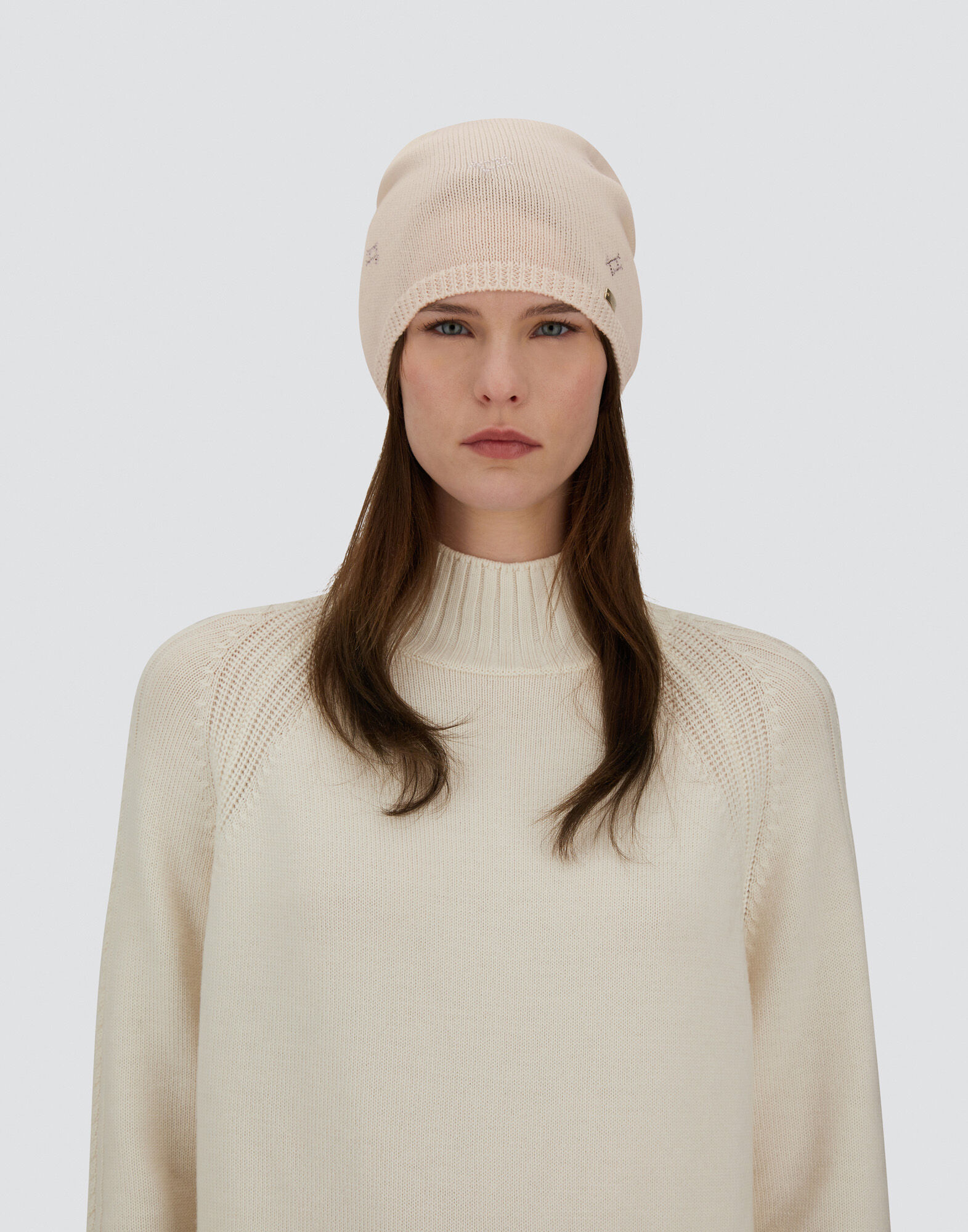 レディース オールオーバー Hモノグラムウール ビーニー シャンティイ