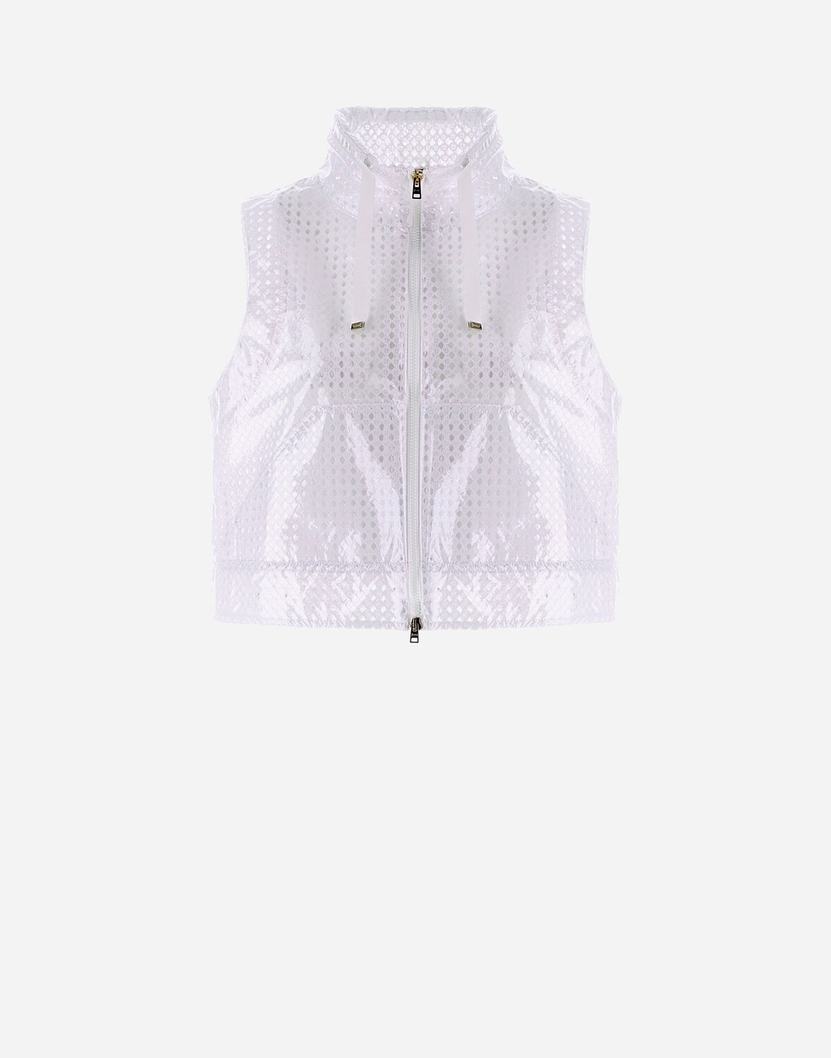 Herno Coated Lace ＆ グログラン ノースリーブジャケット In White