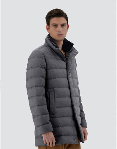 メンズ カシミヤ シルク ライトフェイクファー コート グレー | Herno  