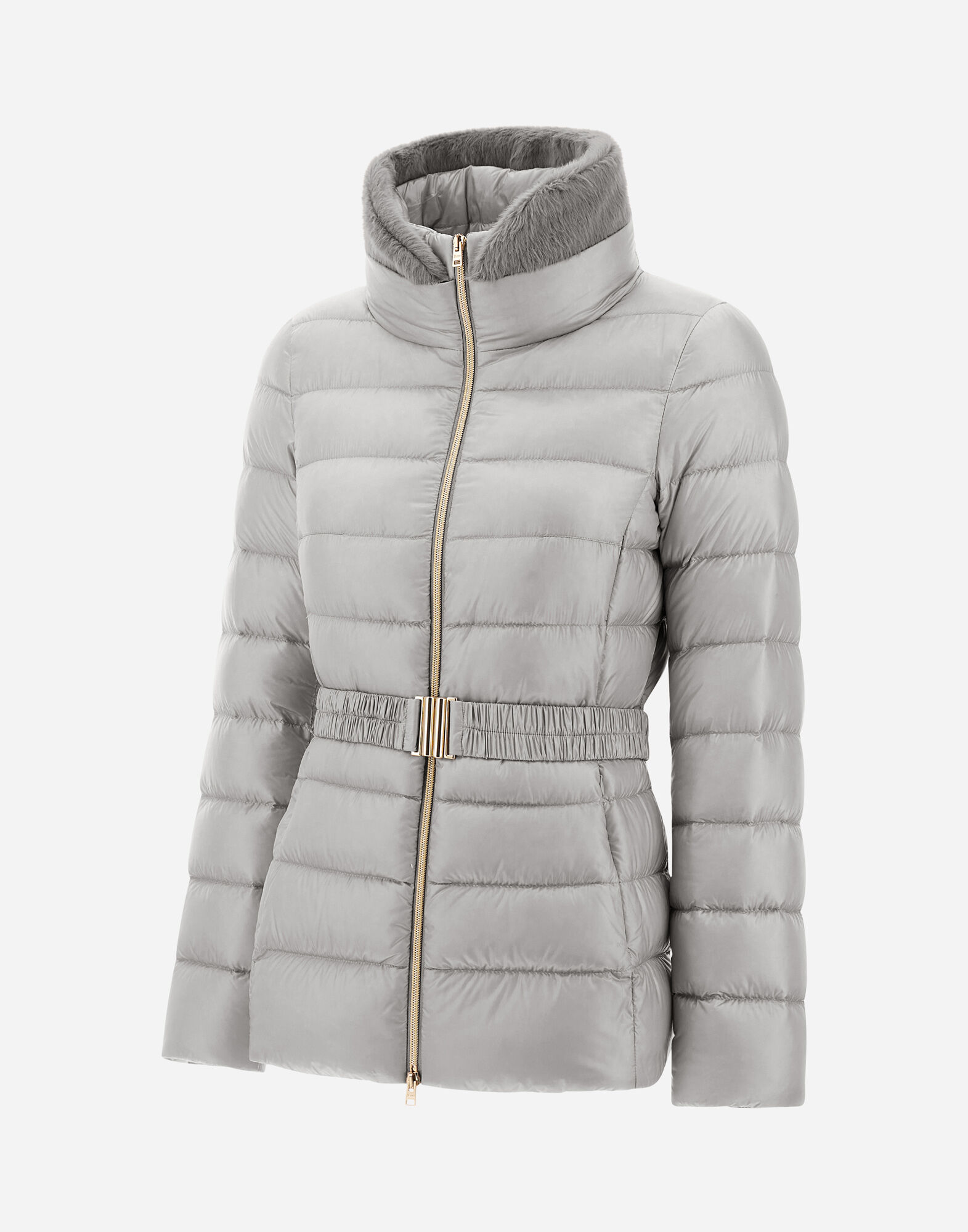 PIUMINO GIACCA COLLO NEW ECOFUR HD in Grey Pearl for Women Herno
