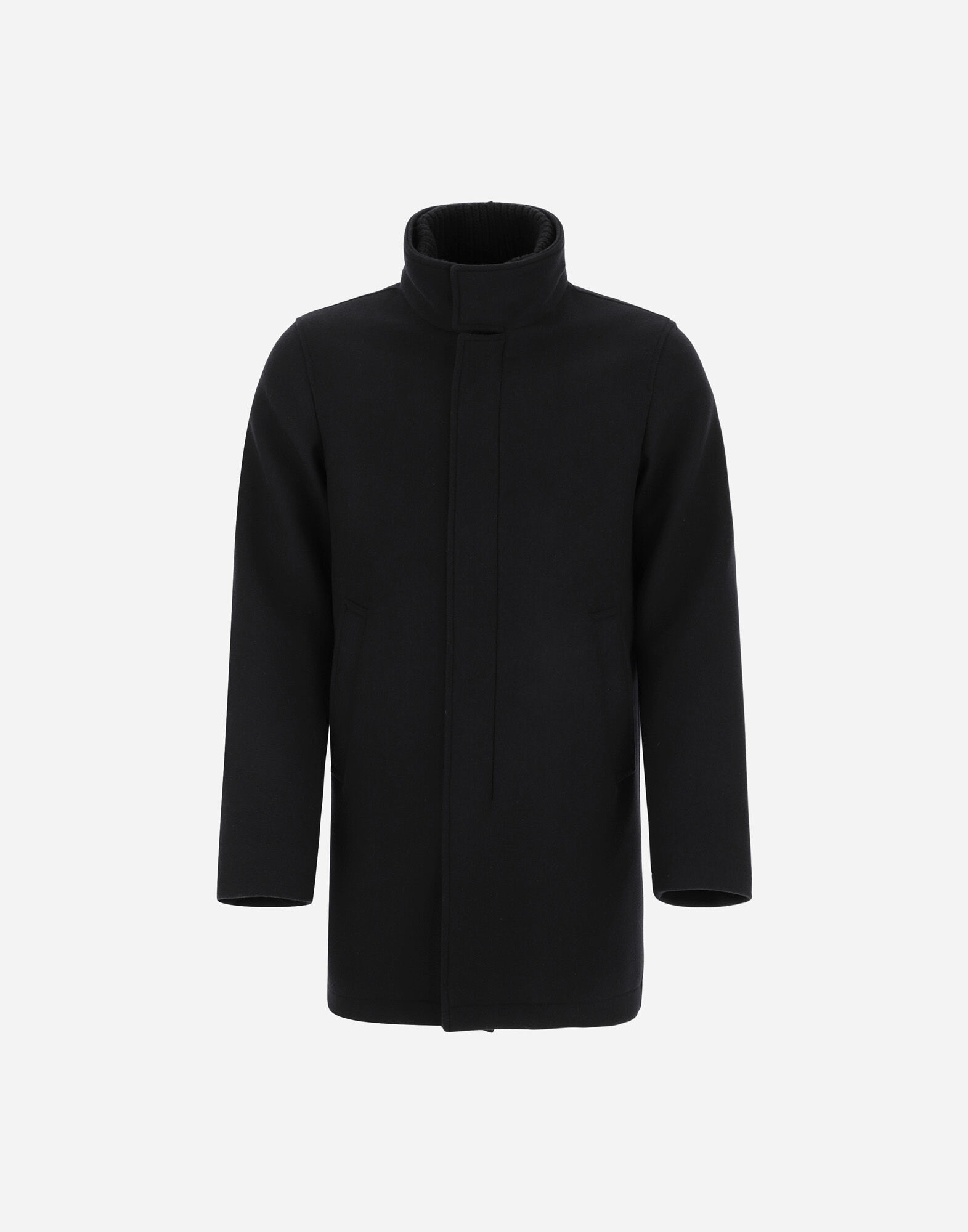 CARCOAT IN DIAGONAL WOOL in Black for Men Herno