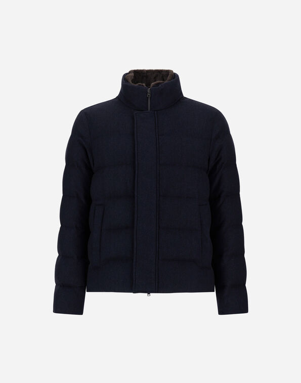 Herno JACKET IN CASHMERE, SILK AND MONOGRAM Navy Blue PI001331U380879200