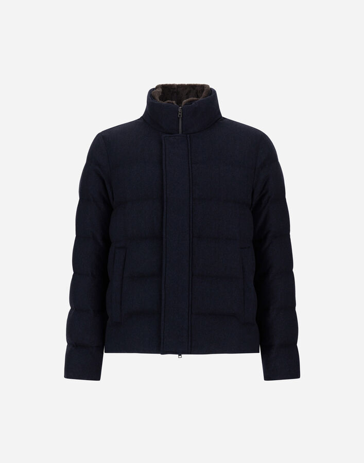 Herno JACKET IN CASHMERE, SILK AND MONOGRAM Navy Blue PI001331U380879200