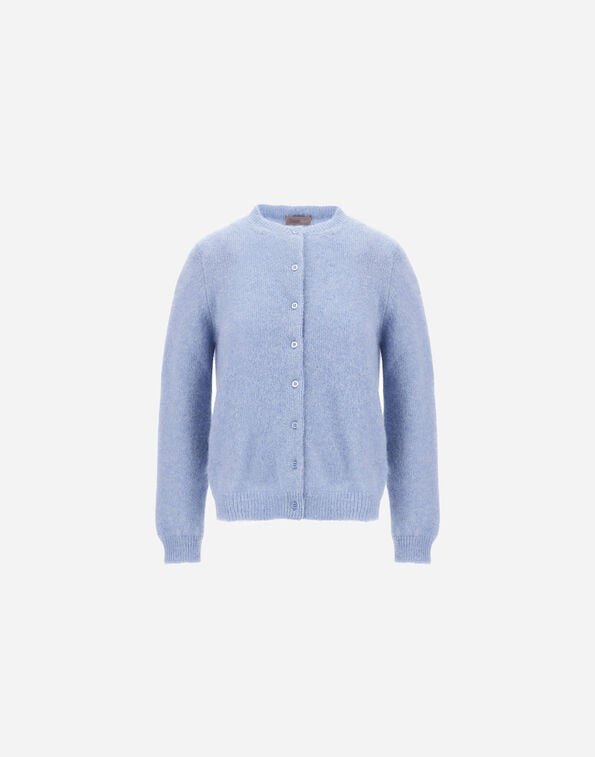 Herno RESORT CARDIGAN IN ALPACA AND LUREX STOCKING STITCH Light Blue MC00048DR703349004