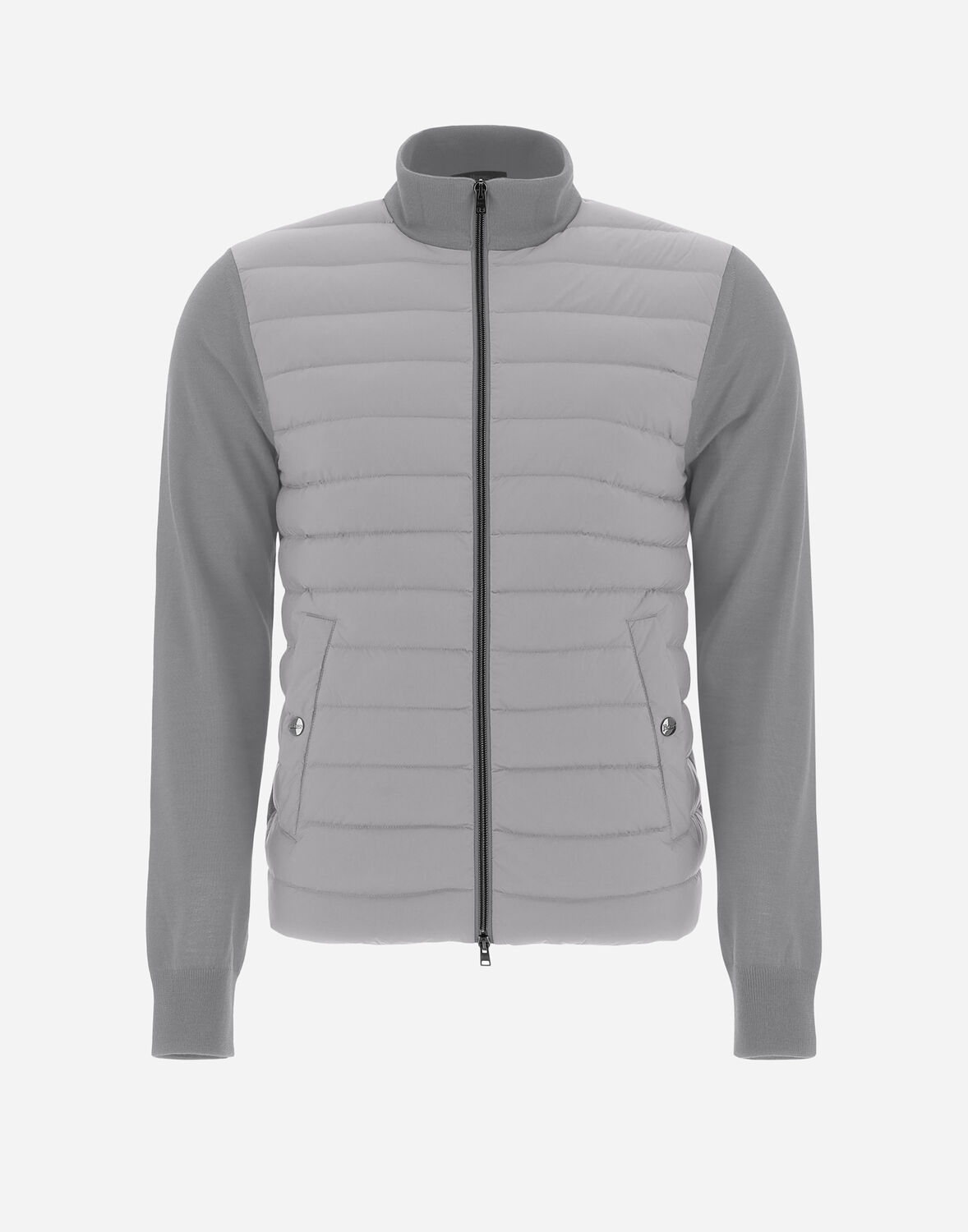 Herno Cardigan In Silk Wool & Nuage In Light Grey