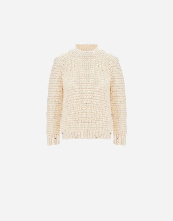 Herno RESORT SWEATER IN ALPACA AND LUREX BLEND Milk White MG00050DR703351100