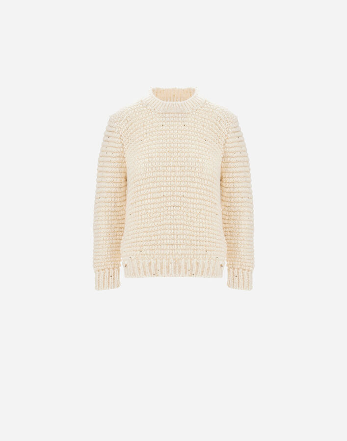 Herno RESORT SWEATER IN ALPACA AND LUREX BLEND Milk White MG00050DR703351100
