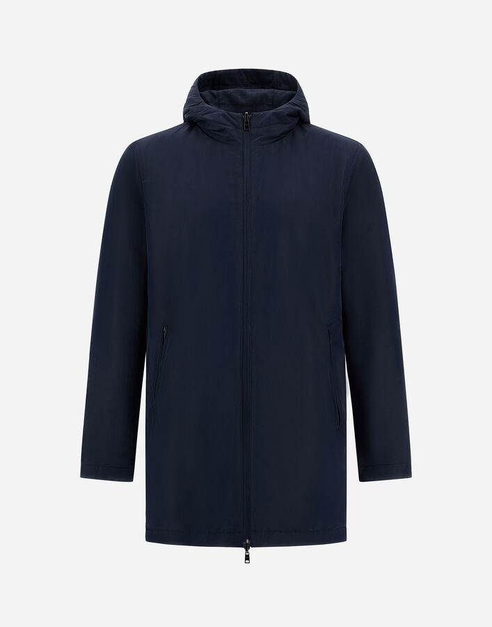 Herno REVERSIBLE PARKA IN FLUID WOOL AND CHANGING NYLON Blue PA0004UNW33453Z9292