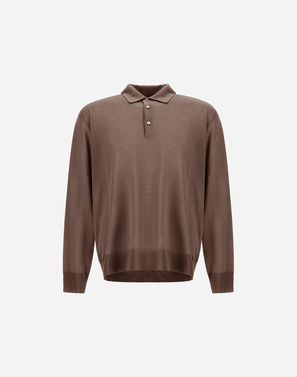 Herno LONG-SLEEVED POLO SHIRT IN WOOL SILK Dove Grey MPL00011U700252600
