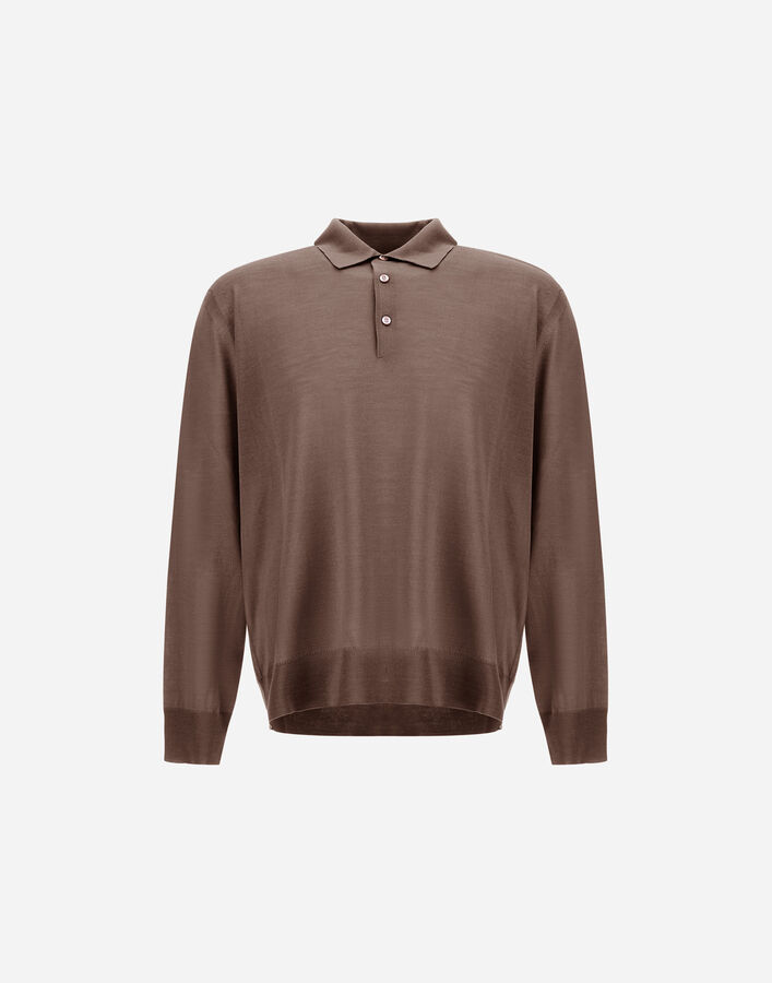 Herno LONG-SLEEVED POLO SHIRT IN WOOL SILK Dove Grey MPL00011U700252600
