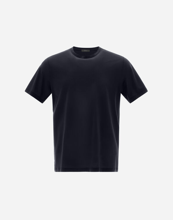 Herno JERSEY CREPE T-SHIRT Navy Blue JG000166U520059200