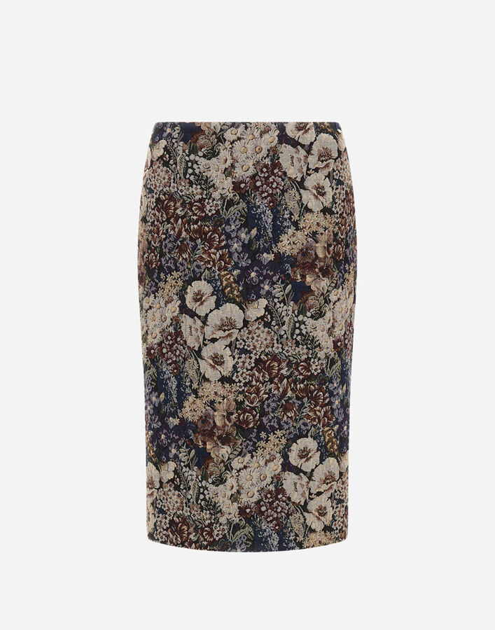 Herno JACQUARD SKIRT WITH FLORAL MOTIF Navy Blue GN000123D12936J9200