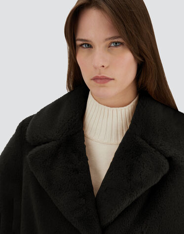 Manteau Noir Femme Effet Hirsute - Taille 10 - Manches Longues - Neuf Avec étiquettes