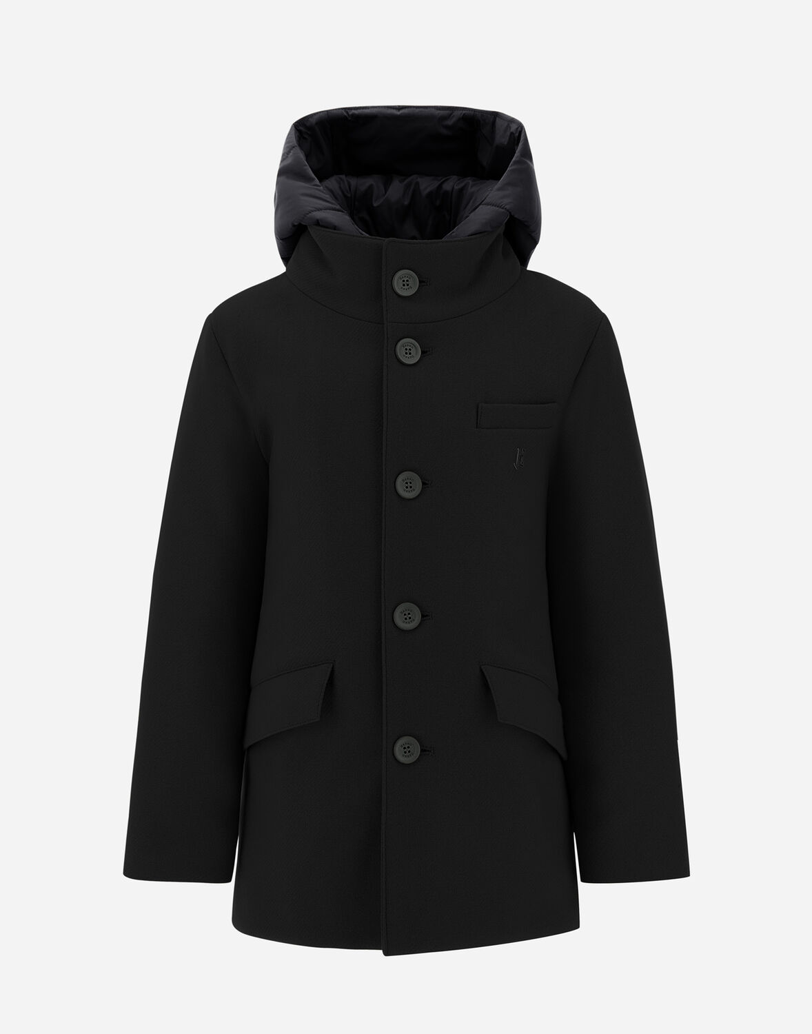 Herno Coat In Ecowool And Nylon Chamonix In Black