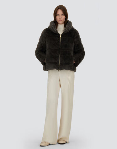 レディース ニュー・レディ・フェイクファー ジャケット グレー  