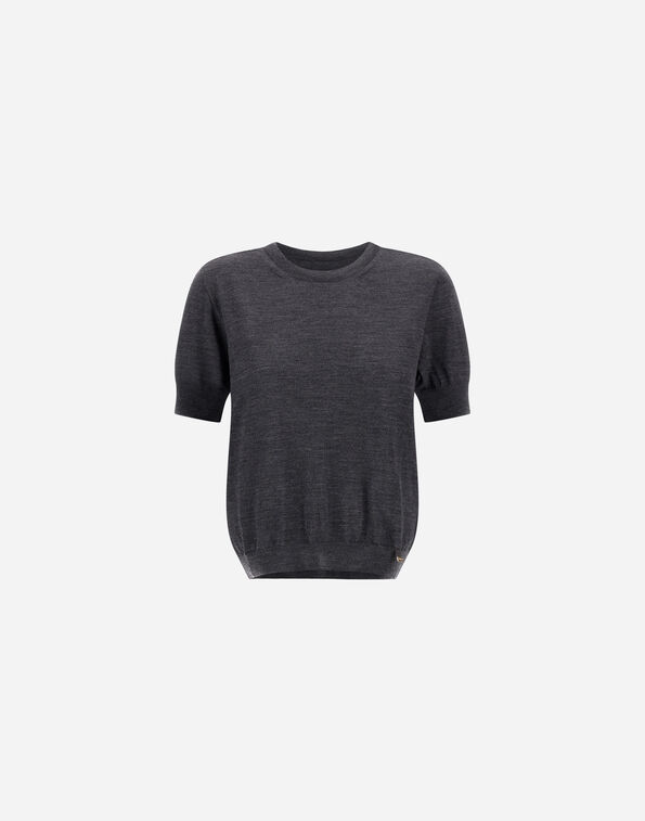 Herno STOCKING-STITCH EXTRAFINE WOOL T-SHIRT Anthracite MG000255D703739480