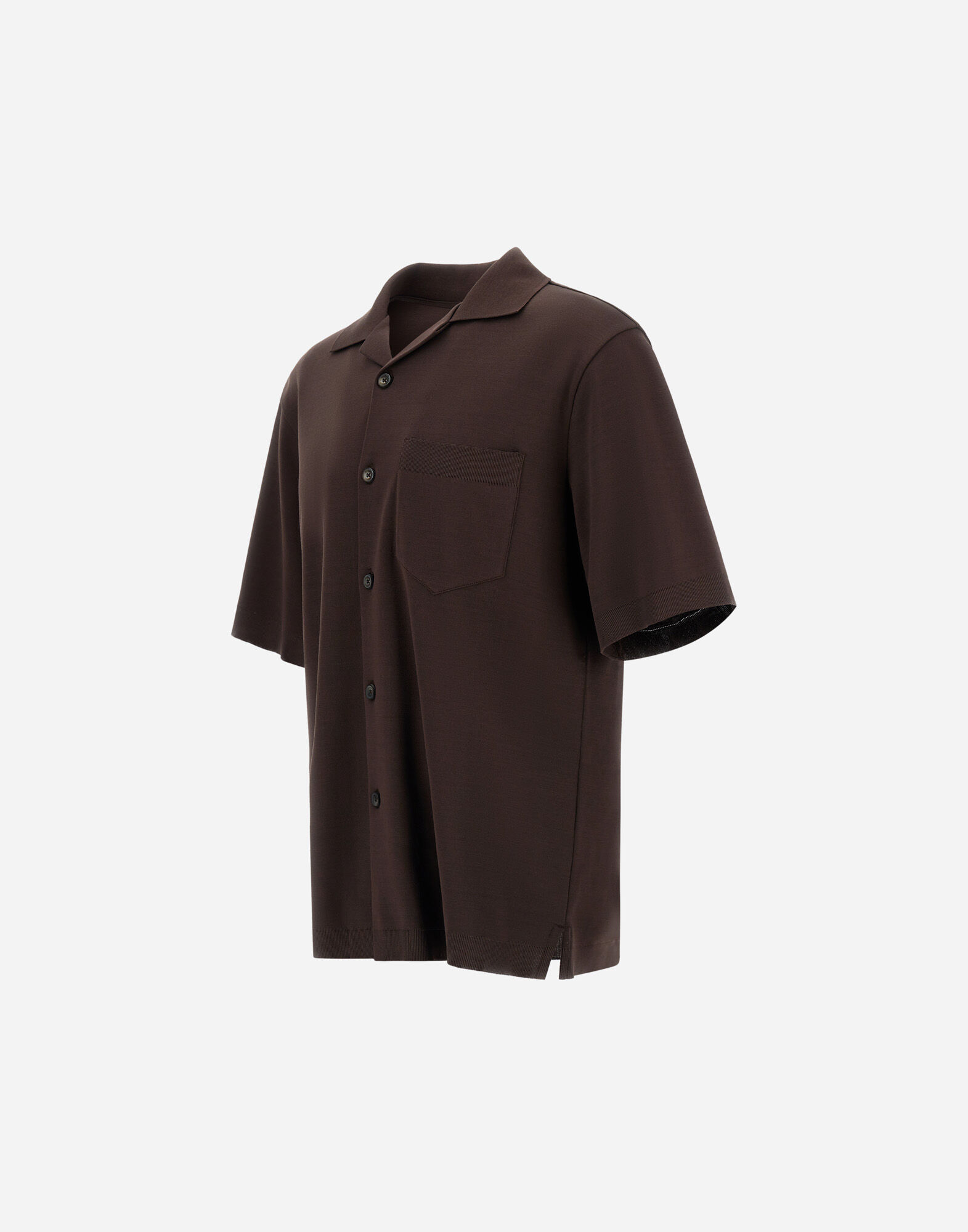 メンズ ジャージーニットエフェクト シャツ ダークブラウン | Herno