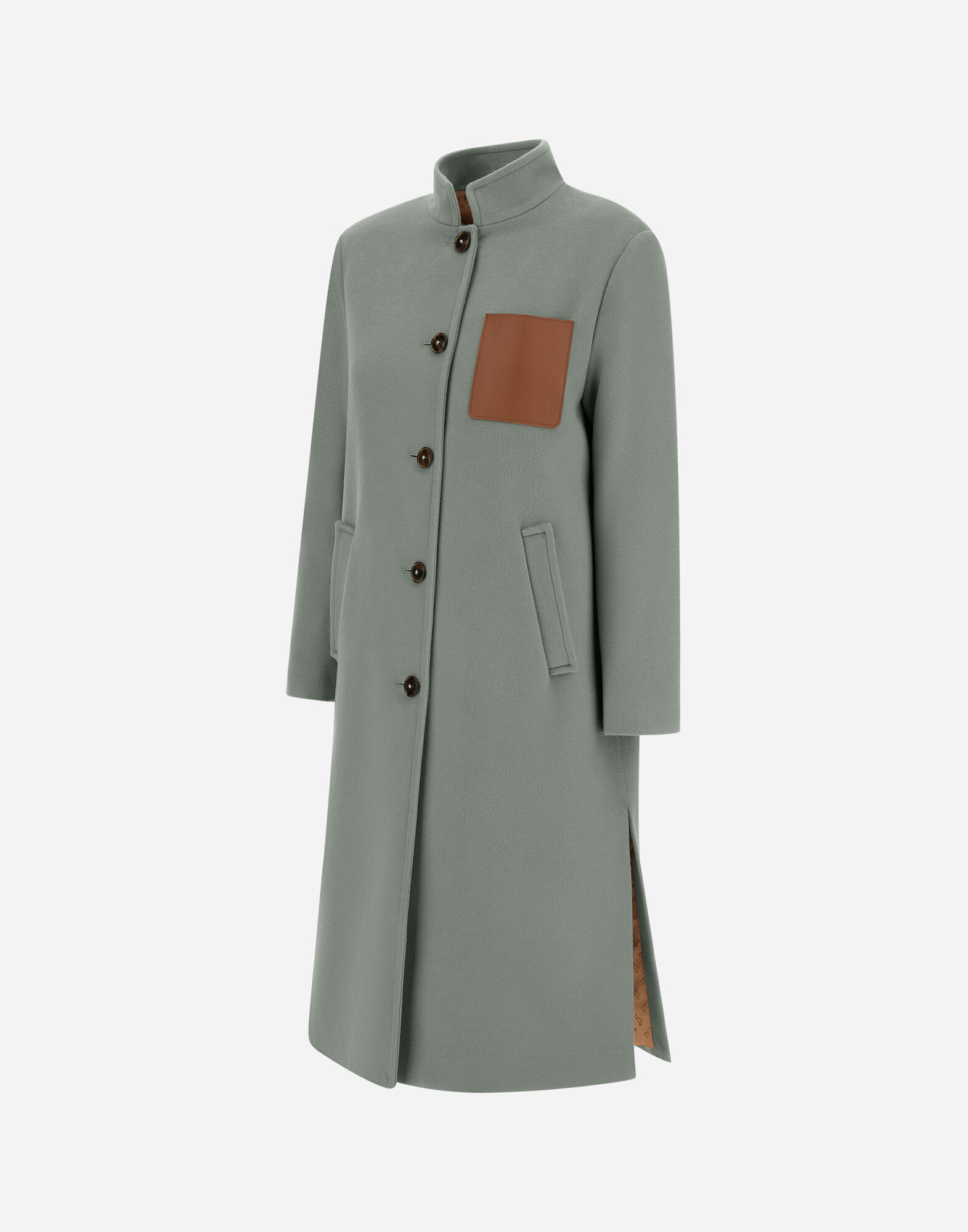 LUXURY WOOL HIGH-NECK COAT in Sage for Women | Herno®