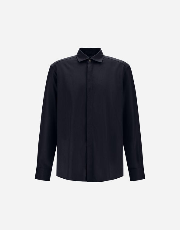 Herno RESORT SHIRT IN CASHMERE AND SILK ネイビーブルー CM00015UR380879200
