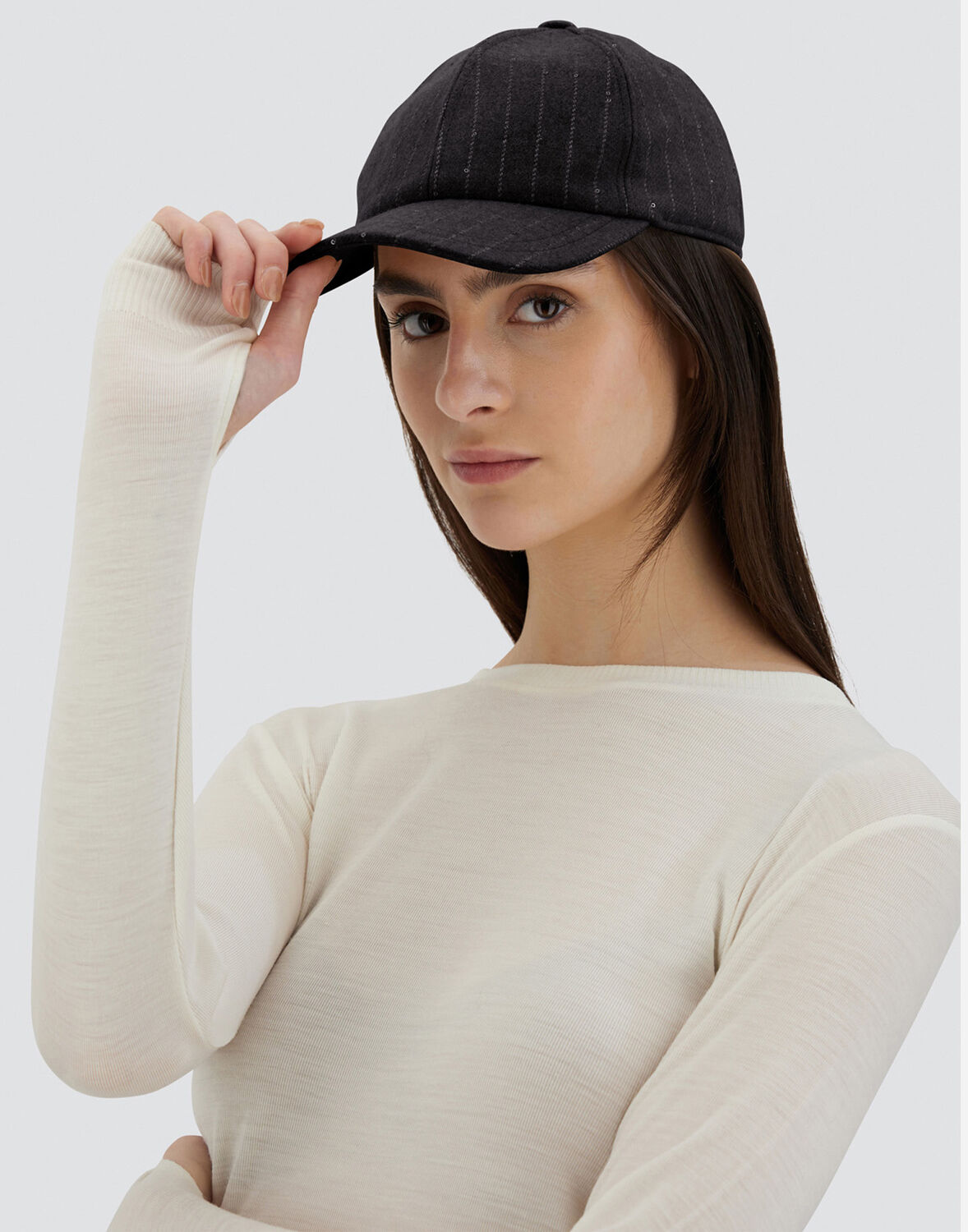 HERNO BASEBALL CAP IN TWINKLE PINSTRIPED 