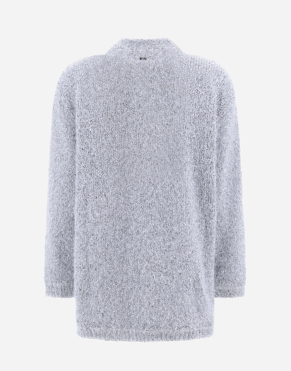 Herno Frizzy Lurex Knit Cardigan In White/silver