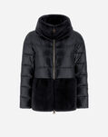 Herno CAPE IN NYLON ULTRALIGHT AND NEW LADY FAUX FUR Black PI001933D12017Z9300