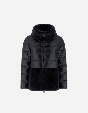 レディース ウルトラライトナイロン＆ニュー・レディ・フェイクファー  