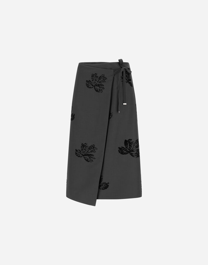 Herno SKIRT IN EMBROIDERED FLANNEL Iron GN000087D127709487
