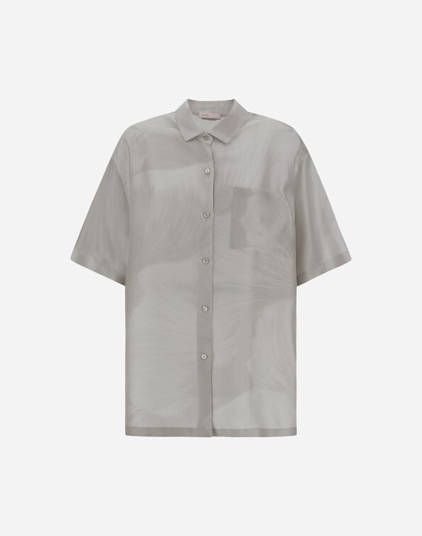 Herno RESORT SHIRT IN PURE SILK WITH FLORAL PRINT Pearl Grey CM00014DR16019P9404