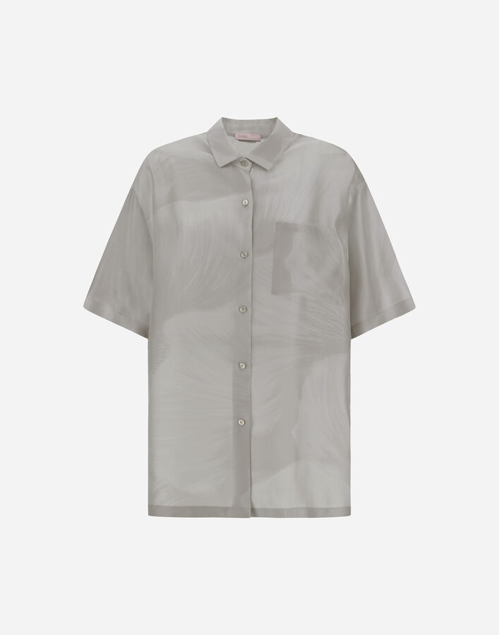 Herno RESORT SHIRT IN PURE SILK WITH FLORAL PRINT Pearl Grey CM00014DR16019P9404